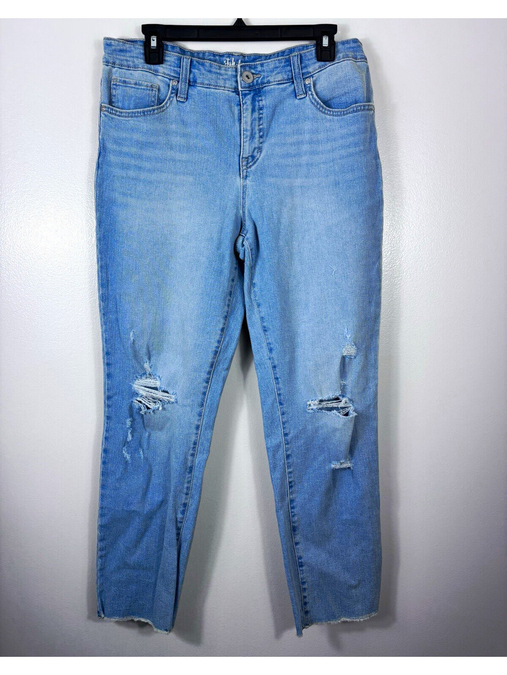 Style&co. Boyfriend Light Wash Distressed Blue Denim 5-Pocket Jeans Sz 10